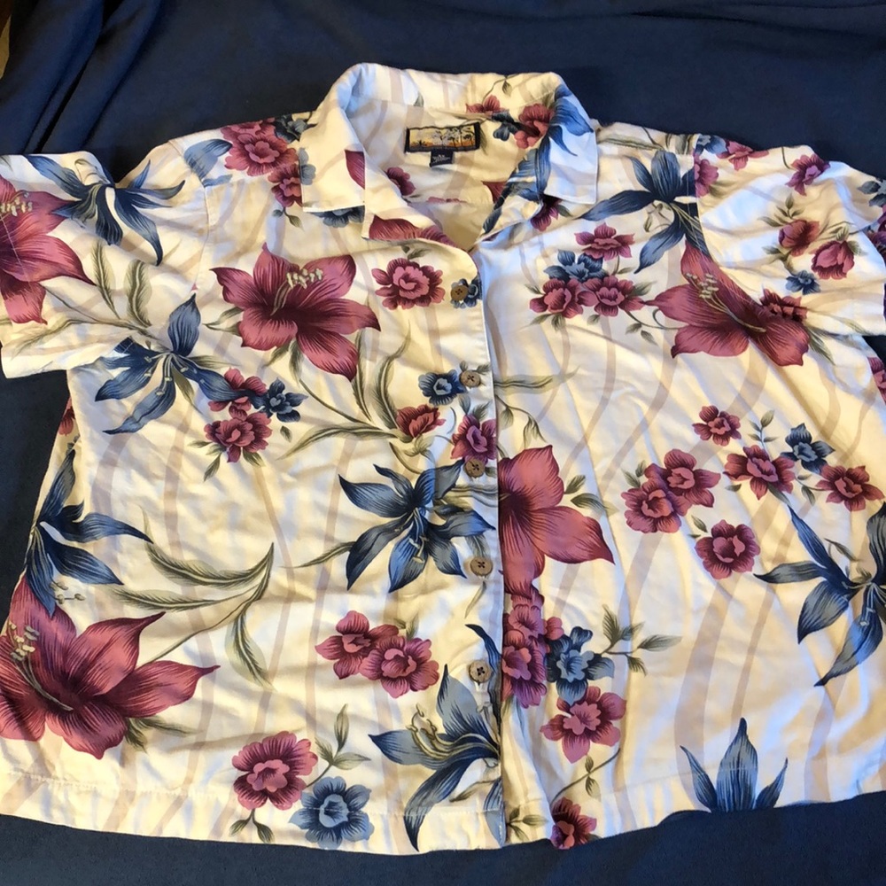 Button down floral blouse.